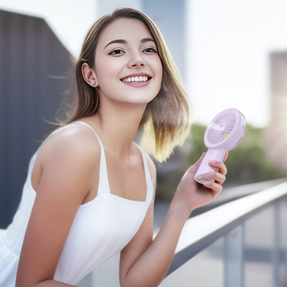 Handheld Misting Fan w/4000mAh Power Bank, 90° Rotatable, 3 Speeds - Blue