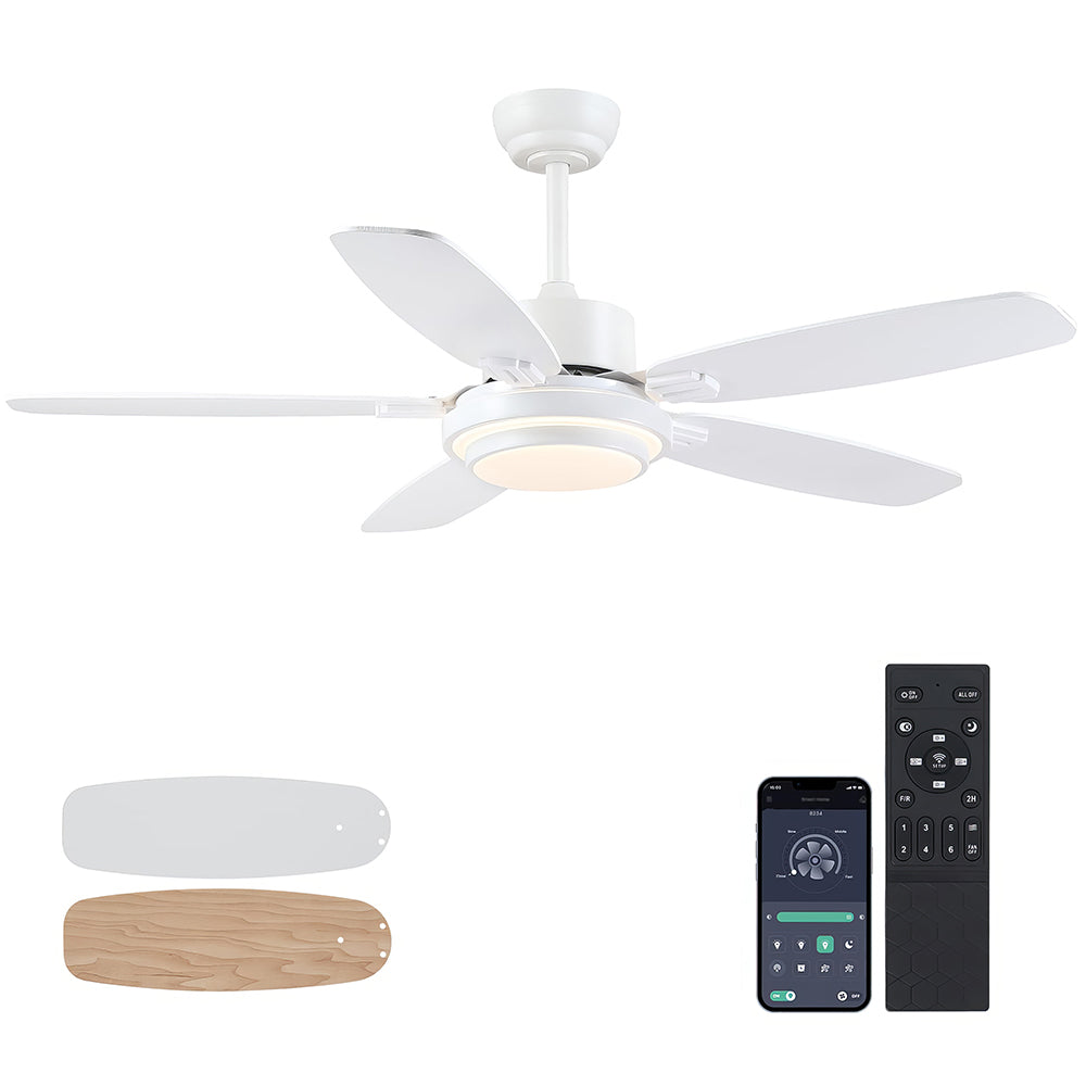 50" Smart Ceiling Fan w/Light, APP+Remote, Reversible DC Motor, Nickel