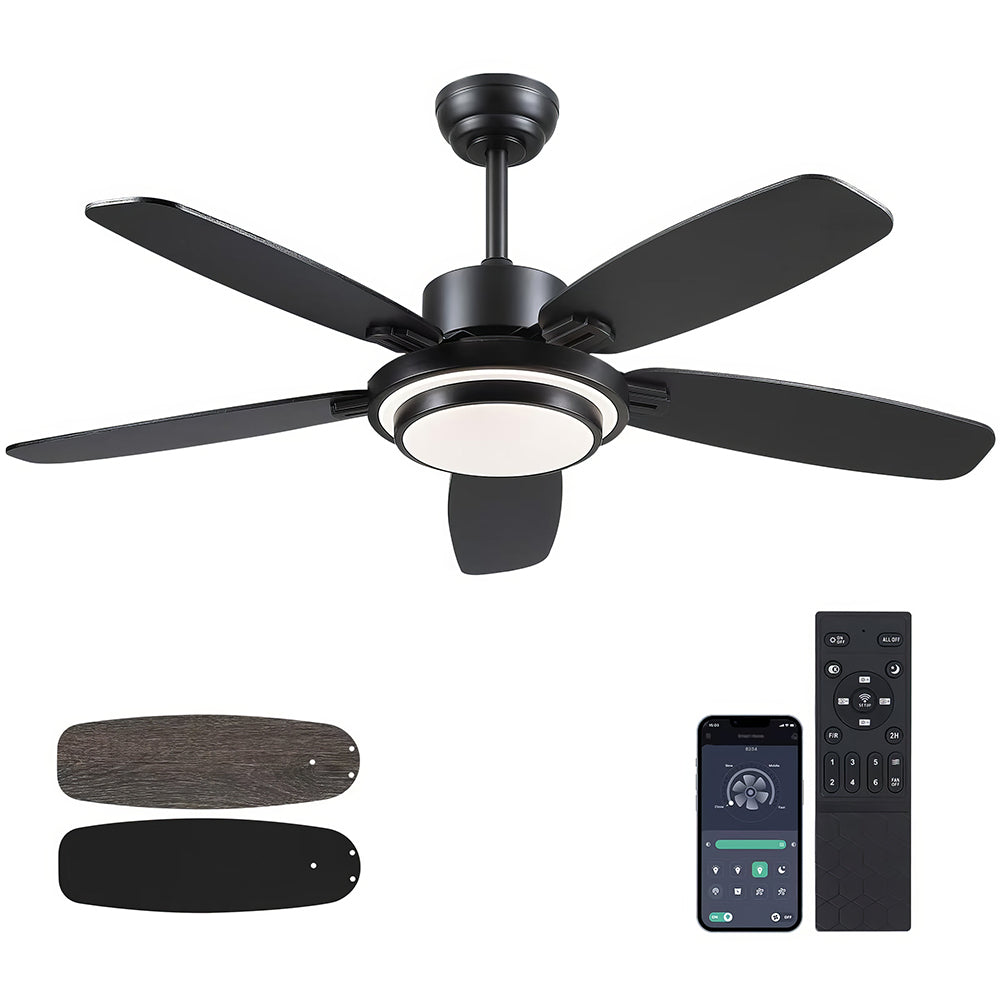 50" Smart Ceiling Fan w/Light, APP+Remote, Reversible DC Motor, Nickel