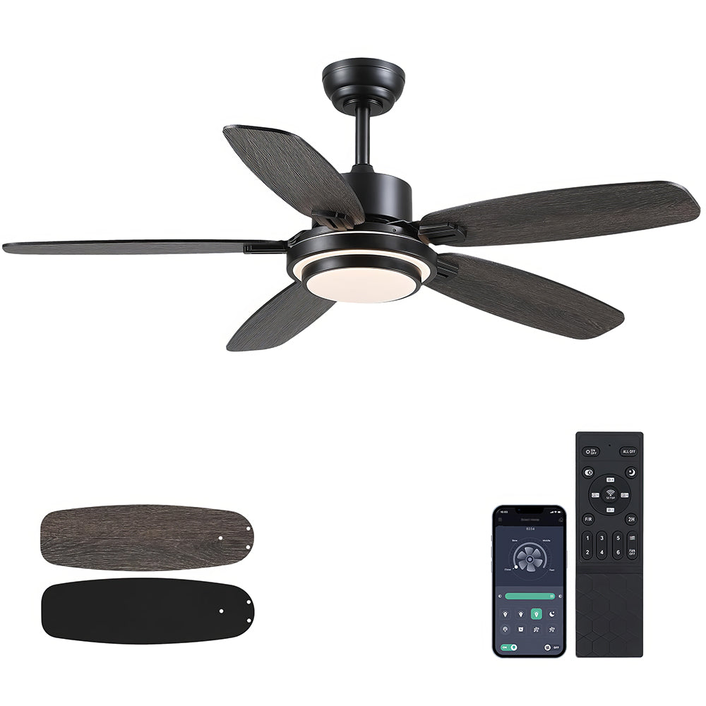 50" Smart Ceiling Fan w/Light, APP+Remote, Reversible DC Motor, Nickel