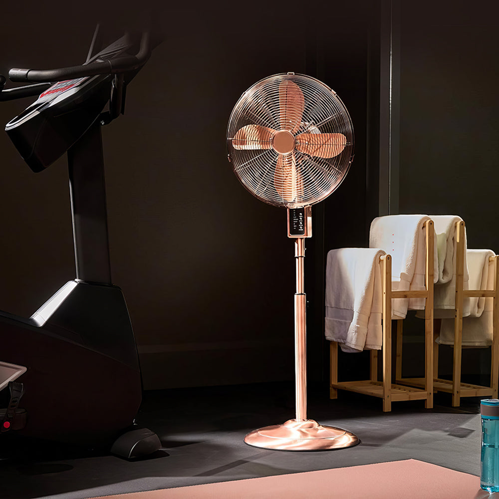 16" Copper Digital Stand Fan w/Remote, Timer, Adjustable Height, 3 Modes