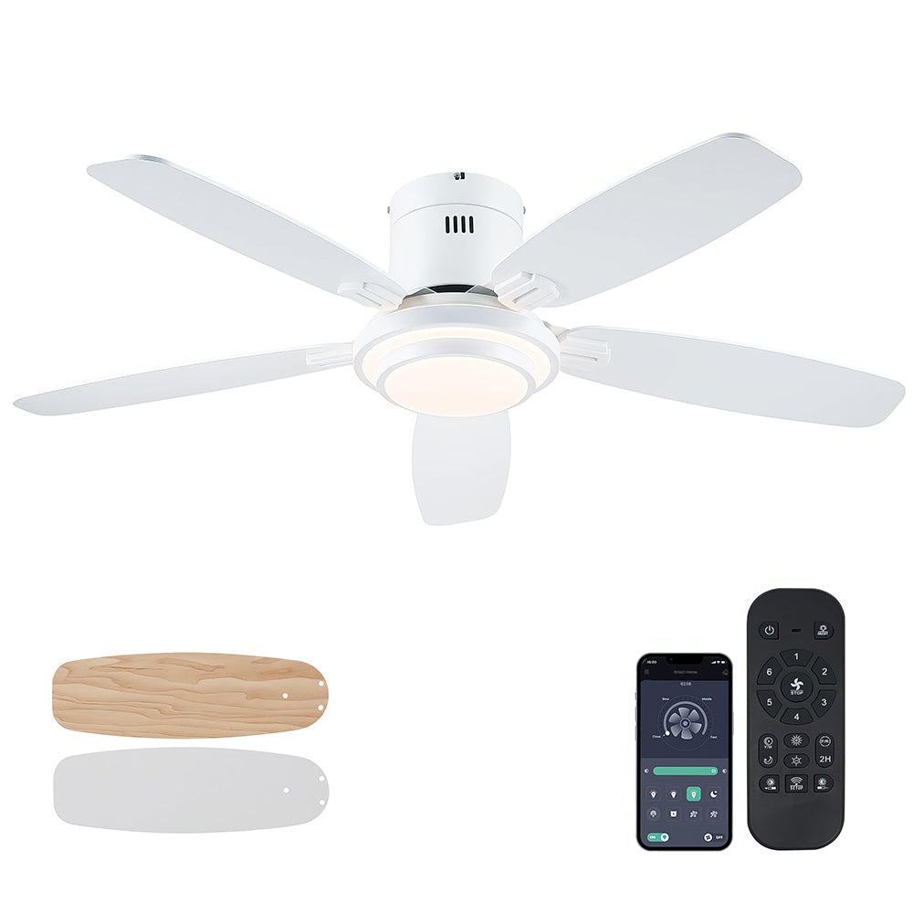 50" Smart Ceiling Fan w/Light, APP+Remote, Reversible DC Motor, Nickel