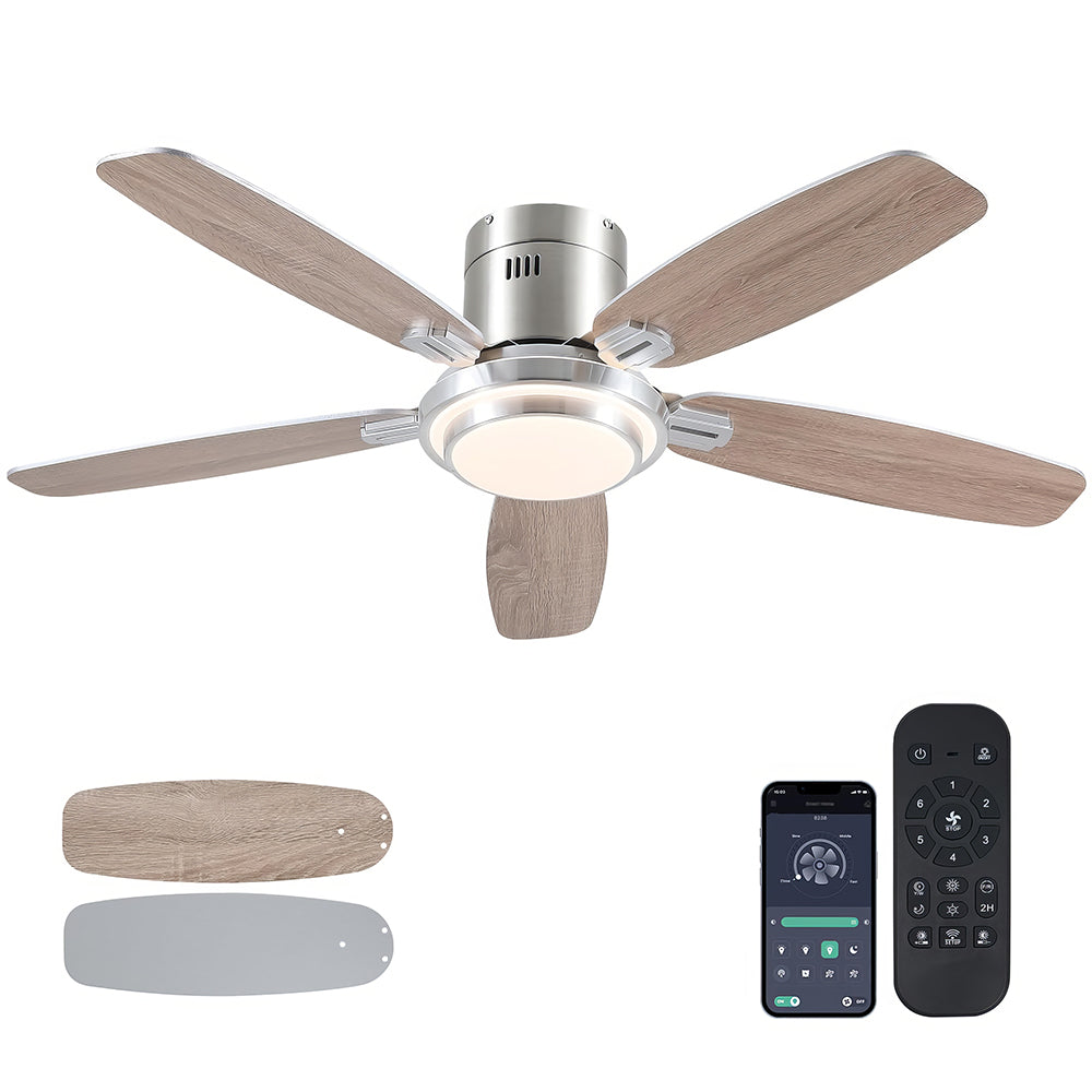 50" Smart Ceiling Fan w/Light, APP+Remote, Reversible DC Motor, Nickel