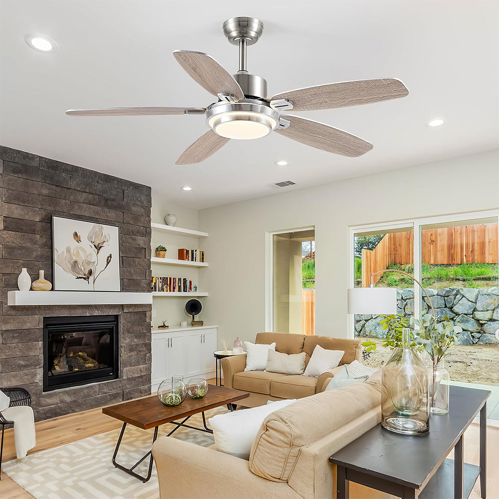 50" Smart Ceiling Fan w/Light, APP+Remote, Reversible DC Motor, Nickel