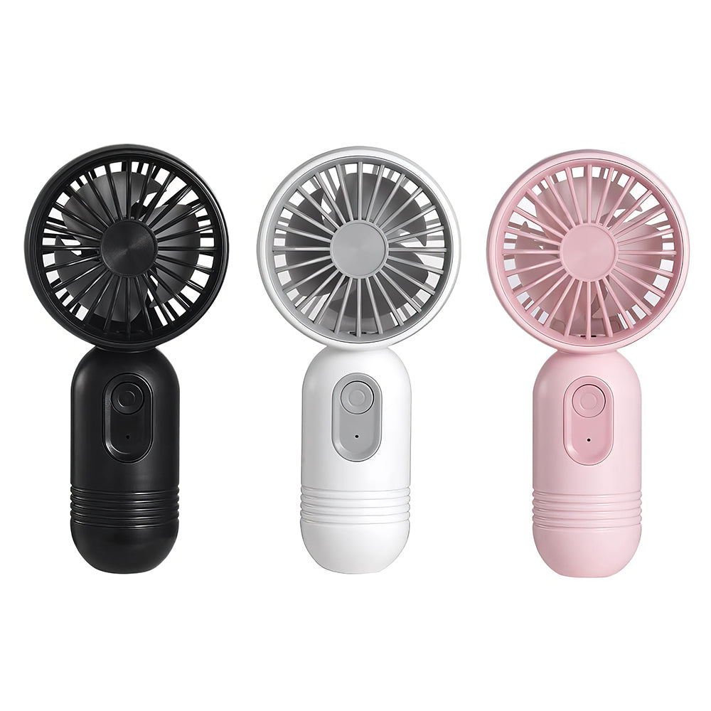 3 Pack Mini USB Fans: Cute Handheld 3-Speed Rechargeable Fans - Black/Pink/Purple