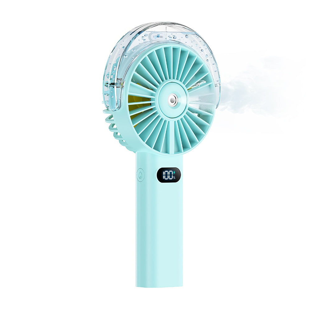 Handheld Misting Fan w/4000mAh, 4 Speeds & LED Display - Beach Travel Essential