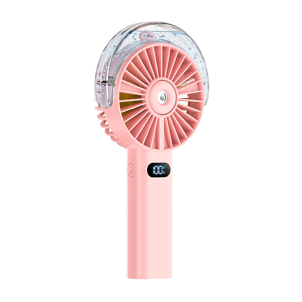 Handheld Misting Fan w/4000mAh, 4 Speeds & LED Display - Beach Travel Essential