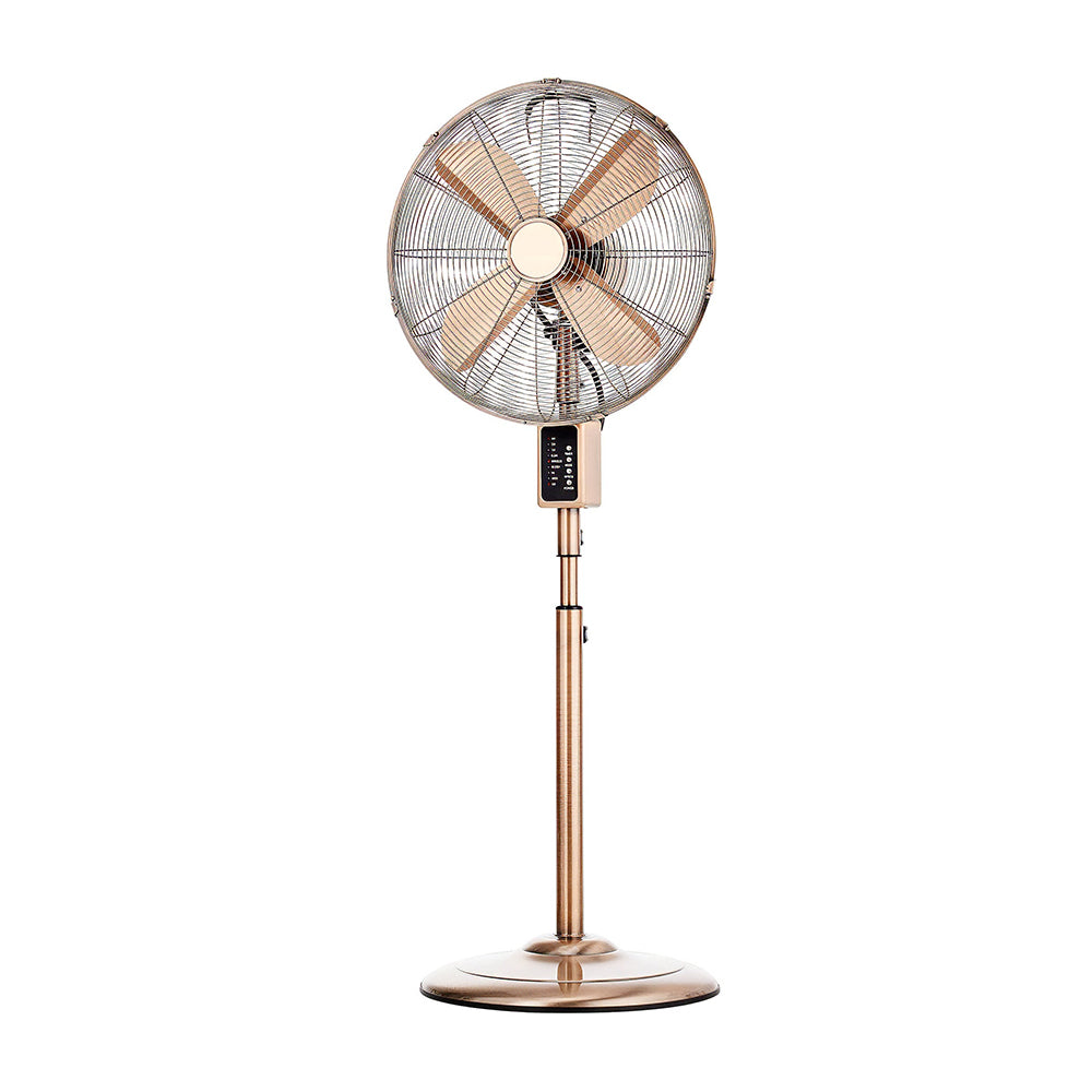 16" Copper Digital Stand Fan w/Remote, Timer, Adjustable Height, 3 Modes