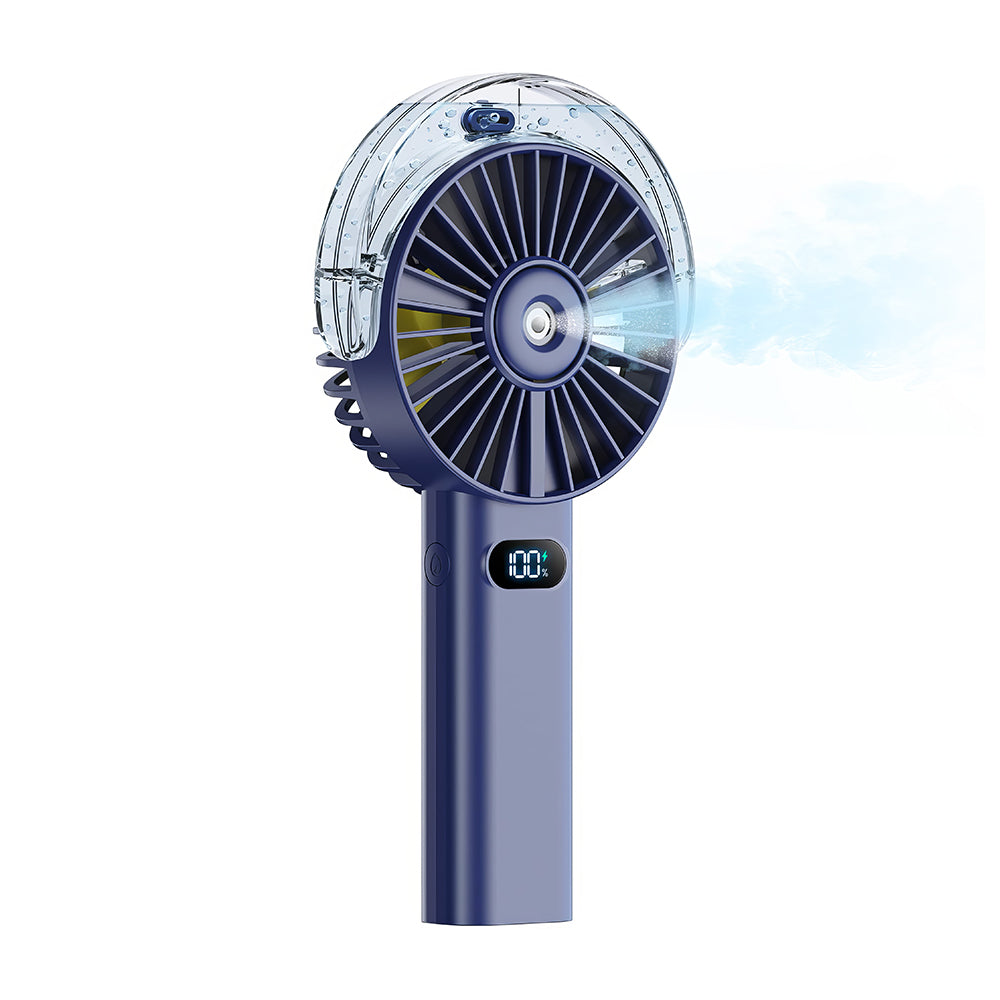 Handheld Misting Fan w/4000mAh, 4 Speeds & LED Display - Beach Travel Essential