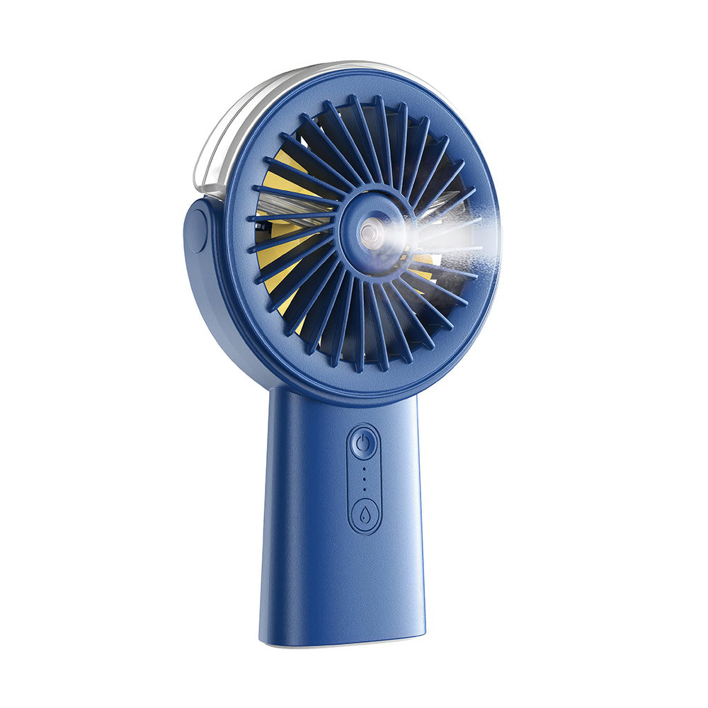 Handheld Misting Fan w/4000mAh Power Bank, 90° Rotatable, 3 Speeds - Blue