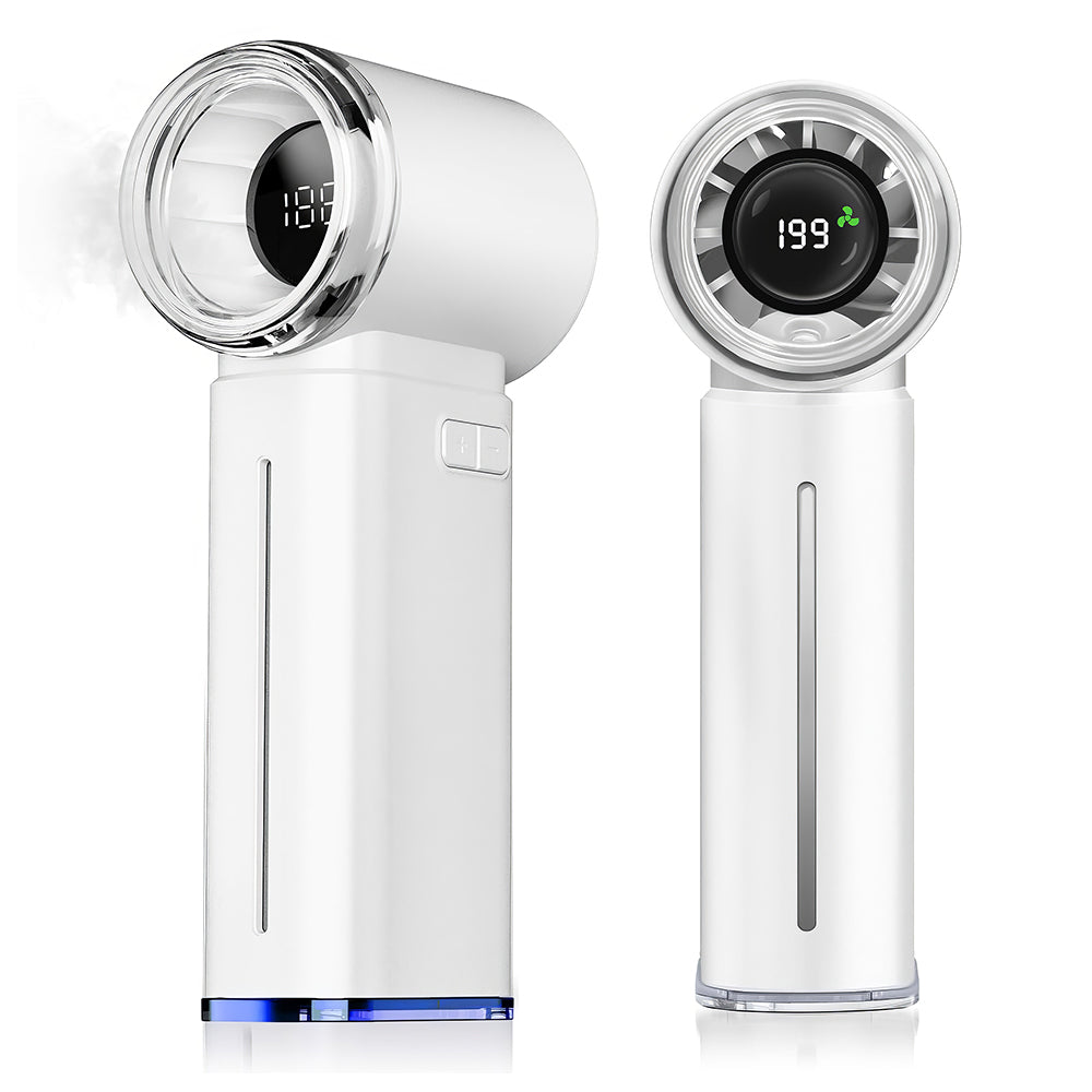 Handheld Misting Fan w/199 Speeds, 5000mAh Power Bank, Digital Display