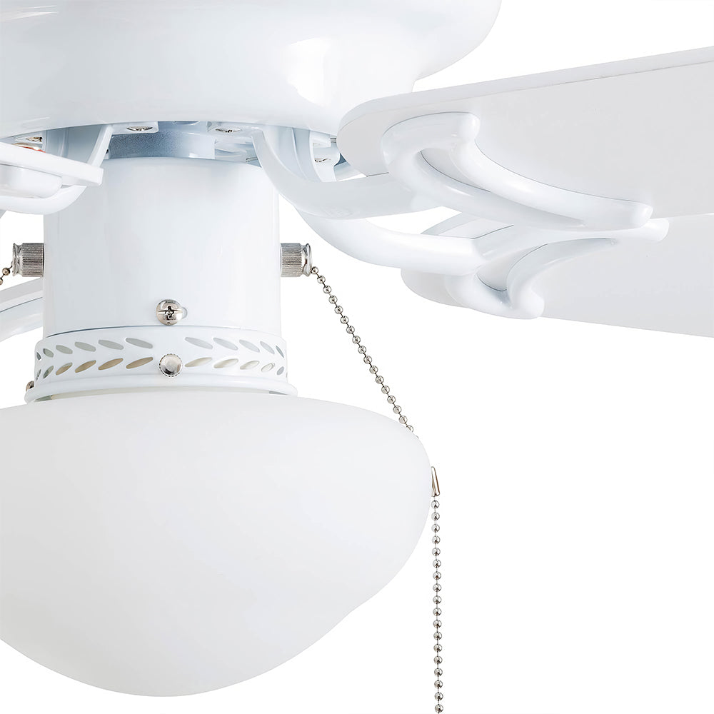 42" Flush Mount Ceiling Fan w/Light & Pull Chain, No Remote, Satin Nickel
