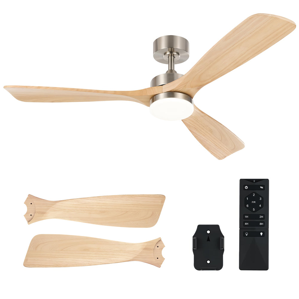 52" Indoor/Outdoor Ceiling Fan w/Light & Remote, 6-Speed, Walnut