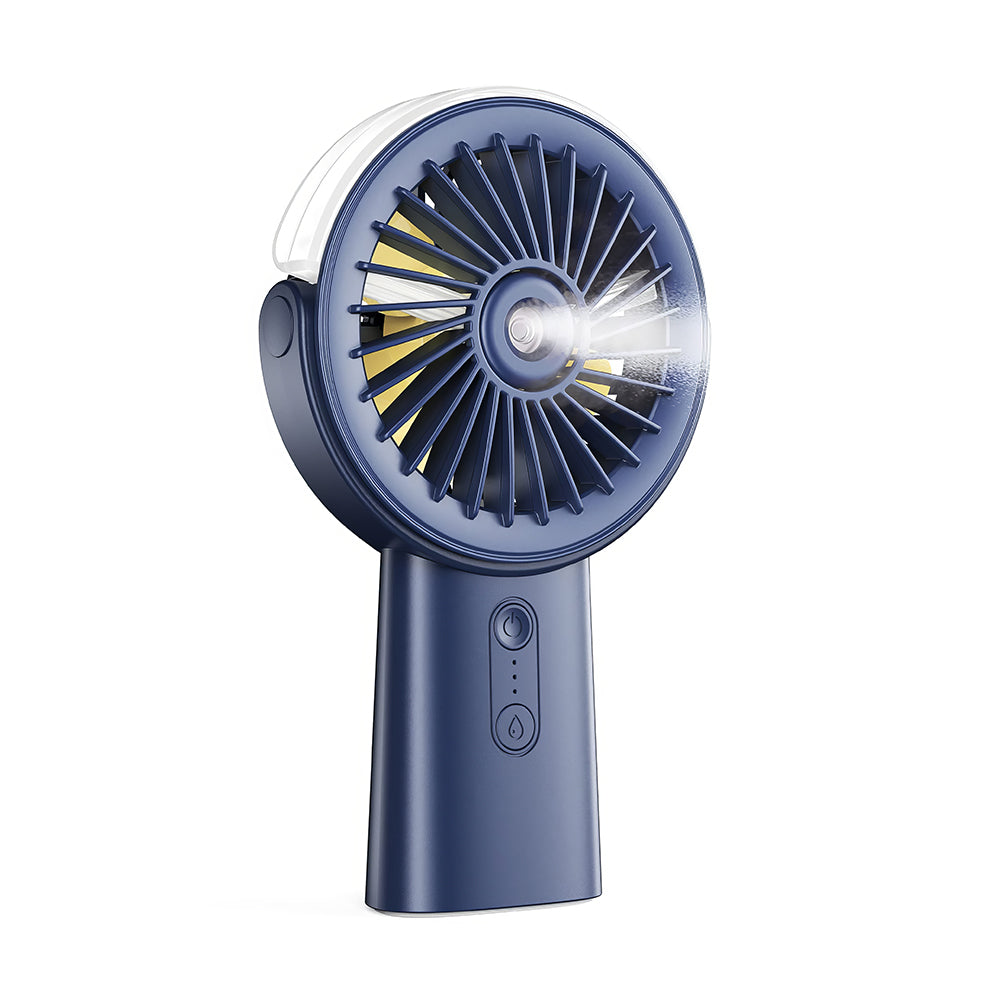 Handheld Misting Fan w/4000mAh Power Bank, 90° Rotatable, 3 Speeds - Blue