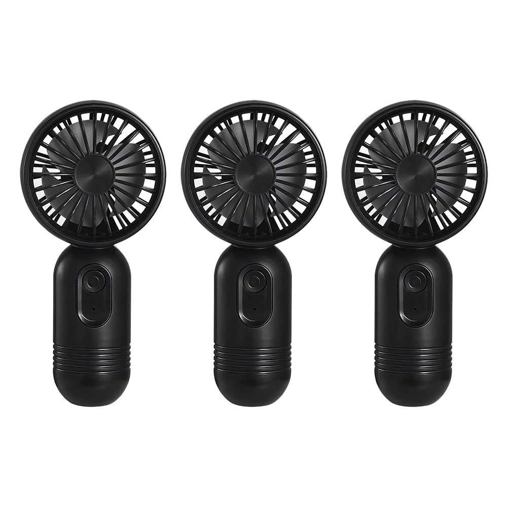 3 Pack Mini USB Fans: Cute Handheld 3-Speed Rechargeable Fans - Black/Pink/Purple