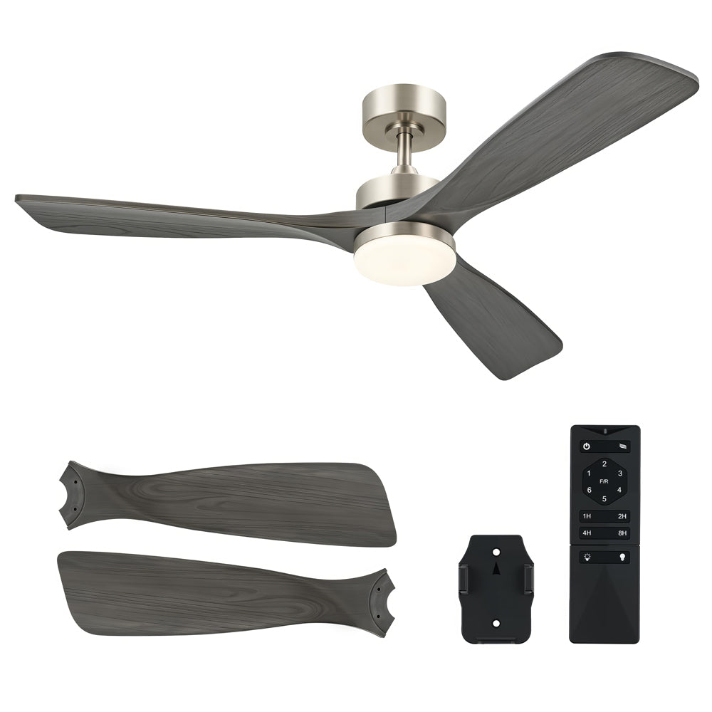 52" Indoor/Outdoor Ceiling Fan w/Light & Remote, 6-Speed, Walnut