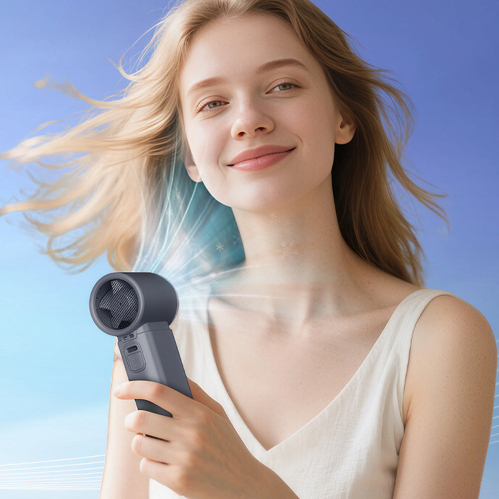 Handheld Misting Fan w/199 Speeds, 5000mAh Power Bank, Digital Display