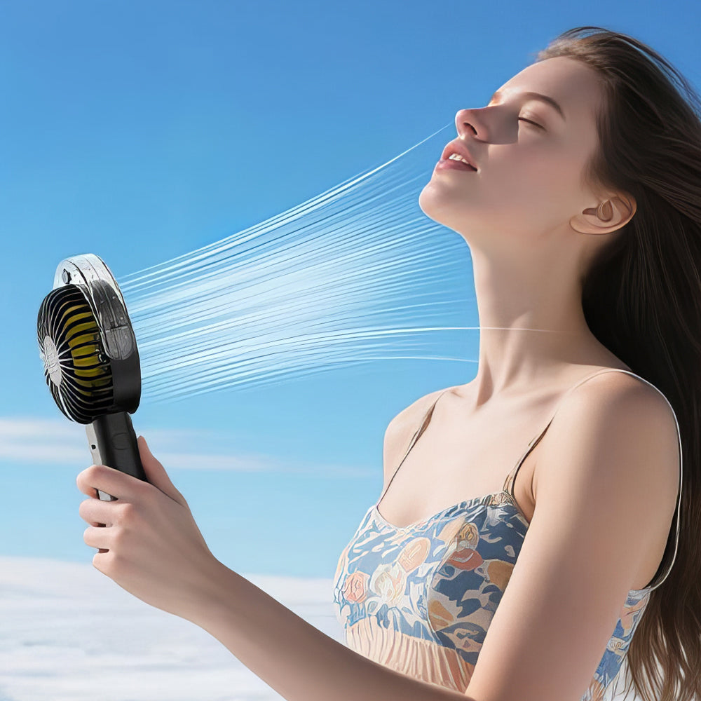 Handheld Misting Fan w/4000mAh, 4 Speeds & LED Display - Beach Travel Essential