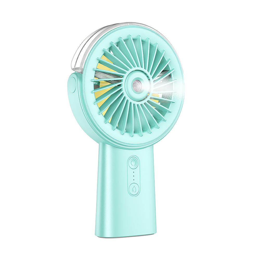 Handheld Misting Fan w/4000mAh Power Bank, 90° Rotatable, 3 Speeds - Blue