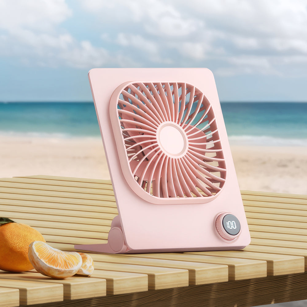 6.6" Desk Fan w/100 Speeds, Digital Display, 5000mAh, Foldable