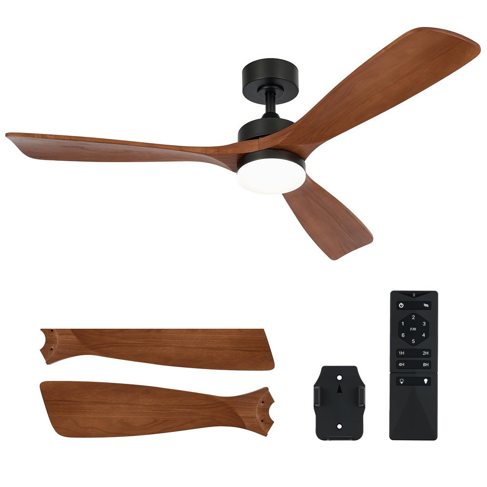 52" Indoor/Outdoor Ceiling Fan w/Light & Remote, 6-Speed, Walnut