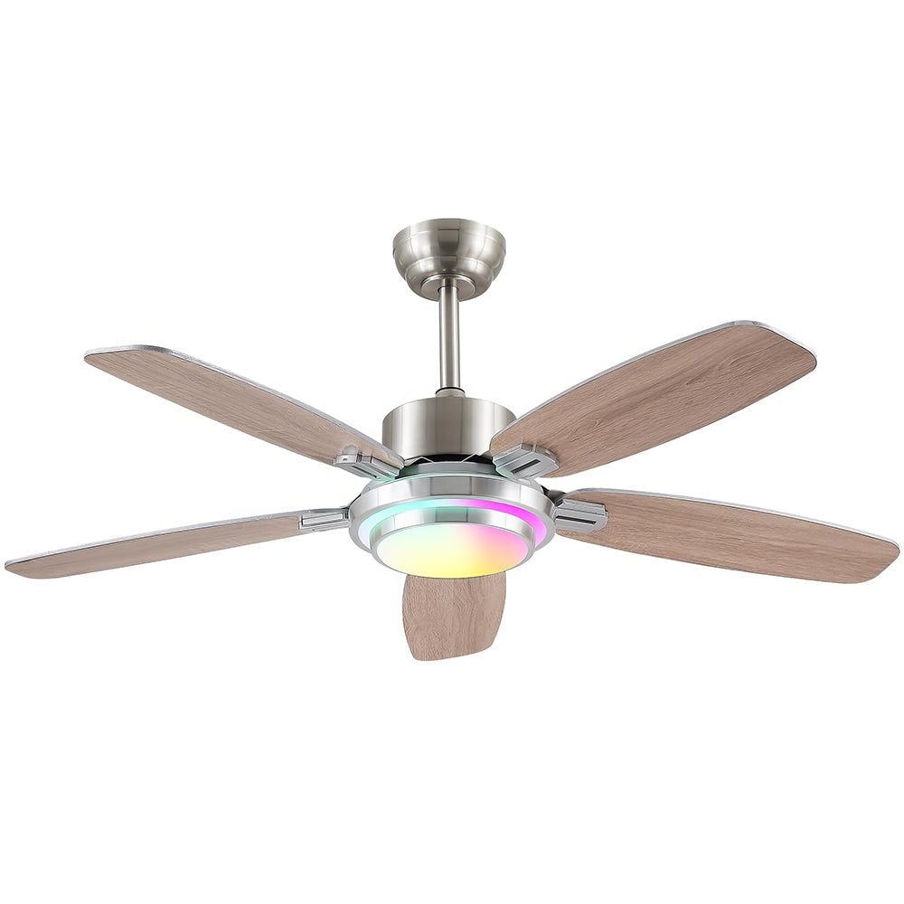 50" Smart Ceiling Fan w/Light, APP+Remote, Reversible DC Motor, Nickel