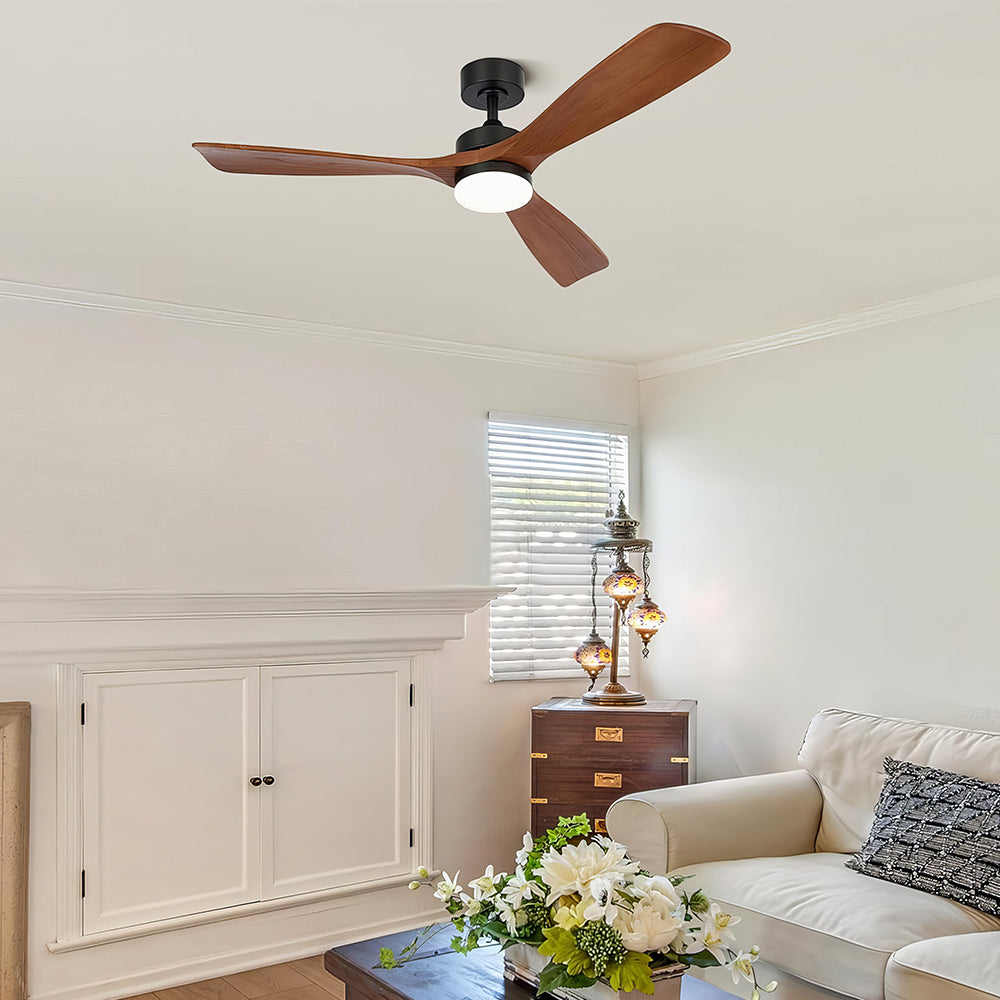 52" Indoor/Outdoor Ceiling Fan w/Light & Remote, 6-Speed, Walnut