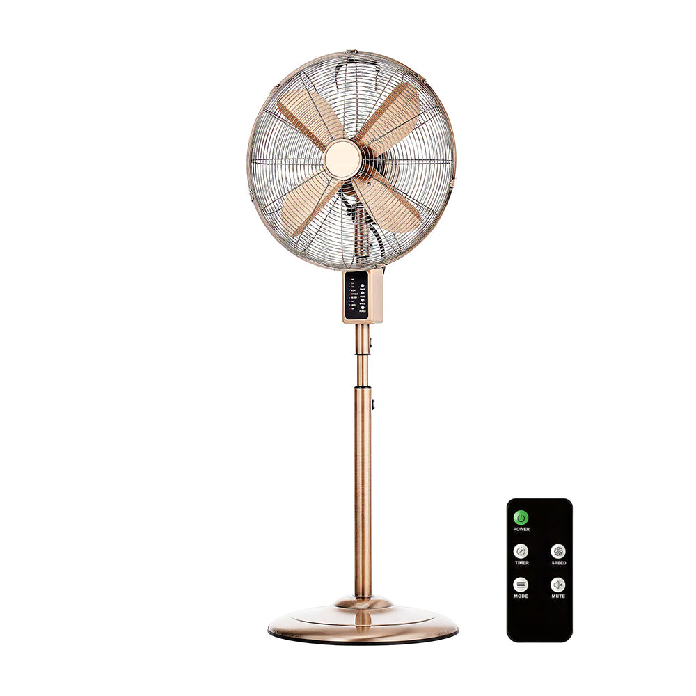 16" Copper Digital Stand Fan w/Remote, Timer, Adjustable Height, 3 Modes
