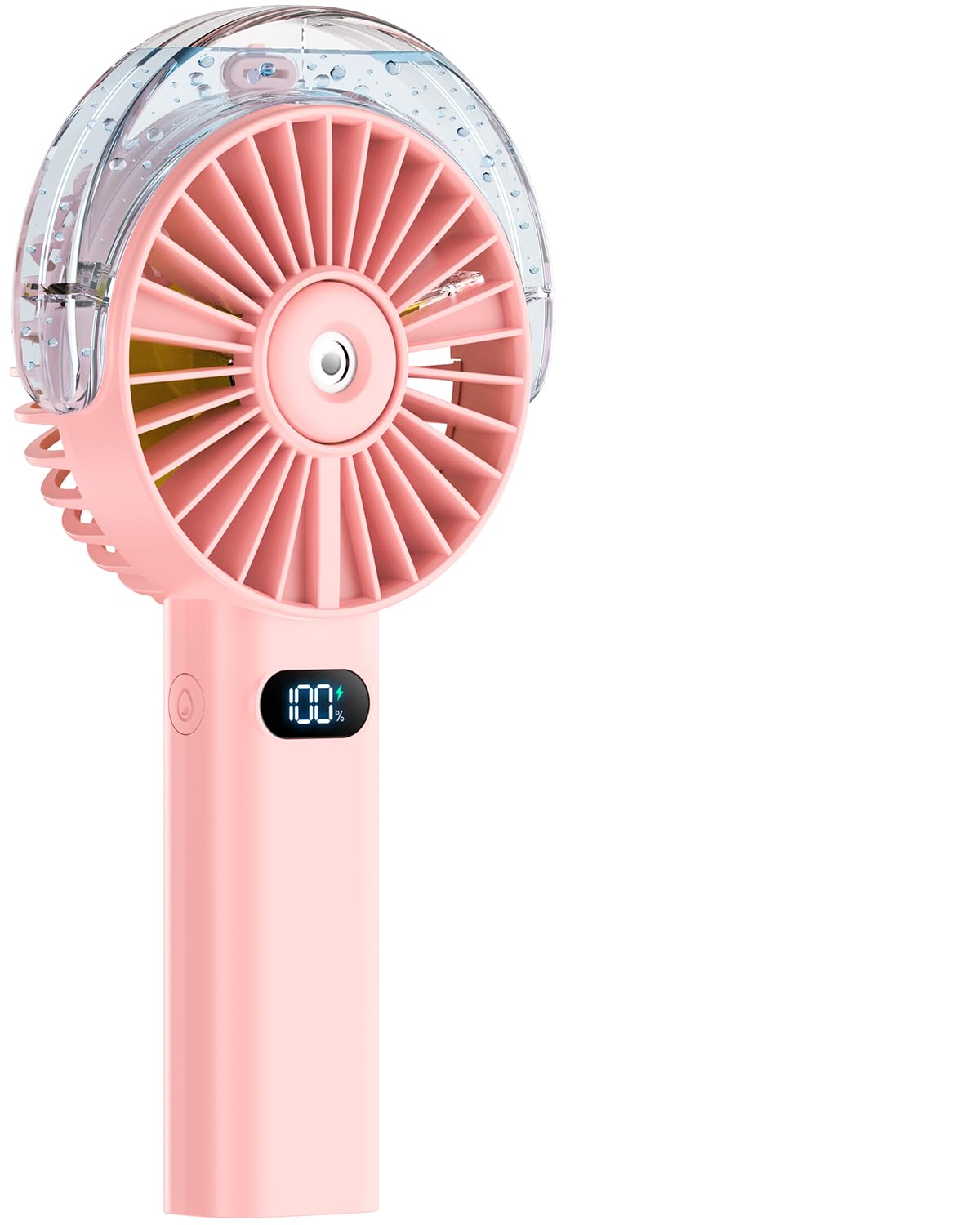 Handheld Misting Fan w/4000mAh, 4 Speeds & LED Display - Beach Travel Essential