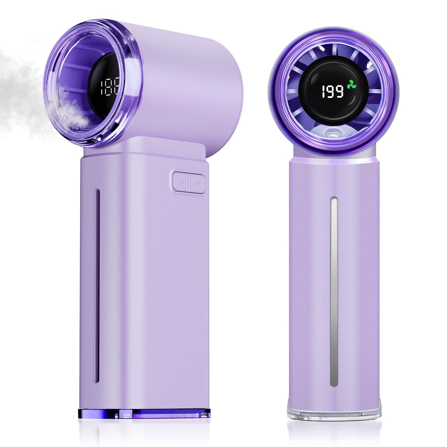 Handheld Misting Fan w/199 Speeds, 5000mAh Power Bank, Digital Display