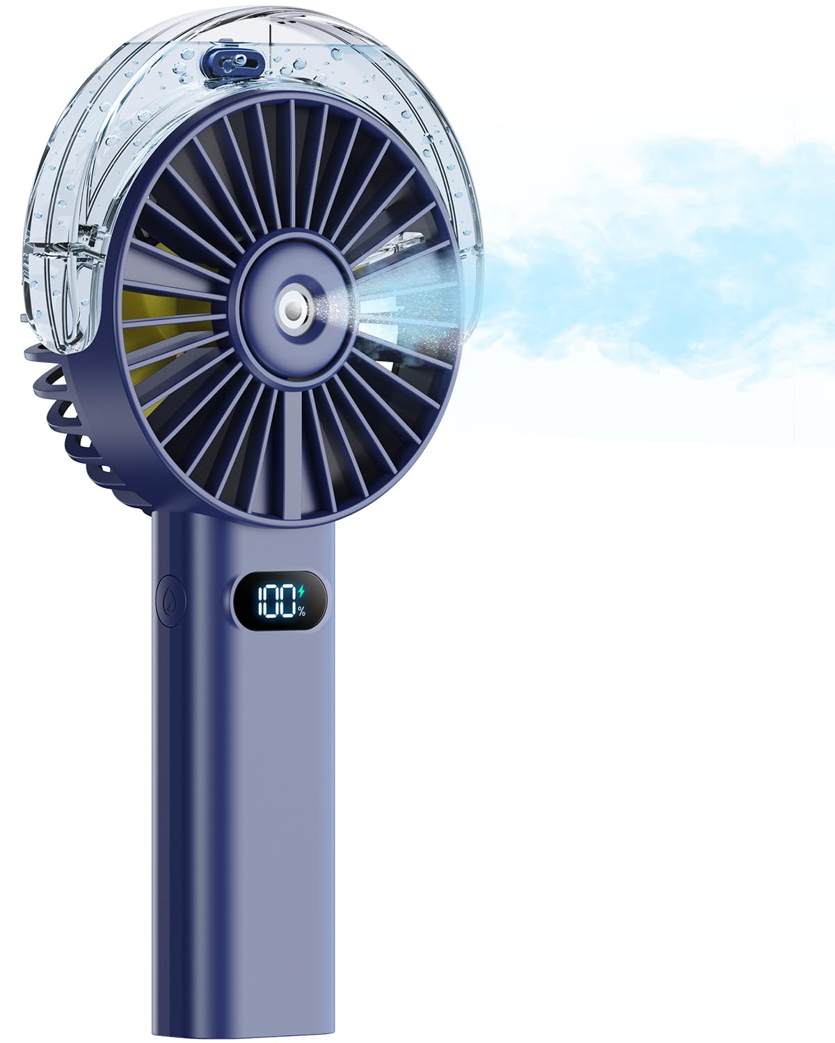 Handheld Misting Fan w/4000mAh, 4 Speeds & LED Display - Beach Travel Essential