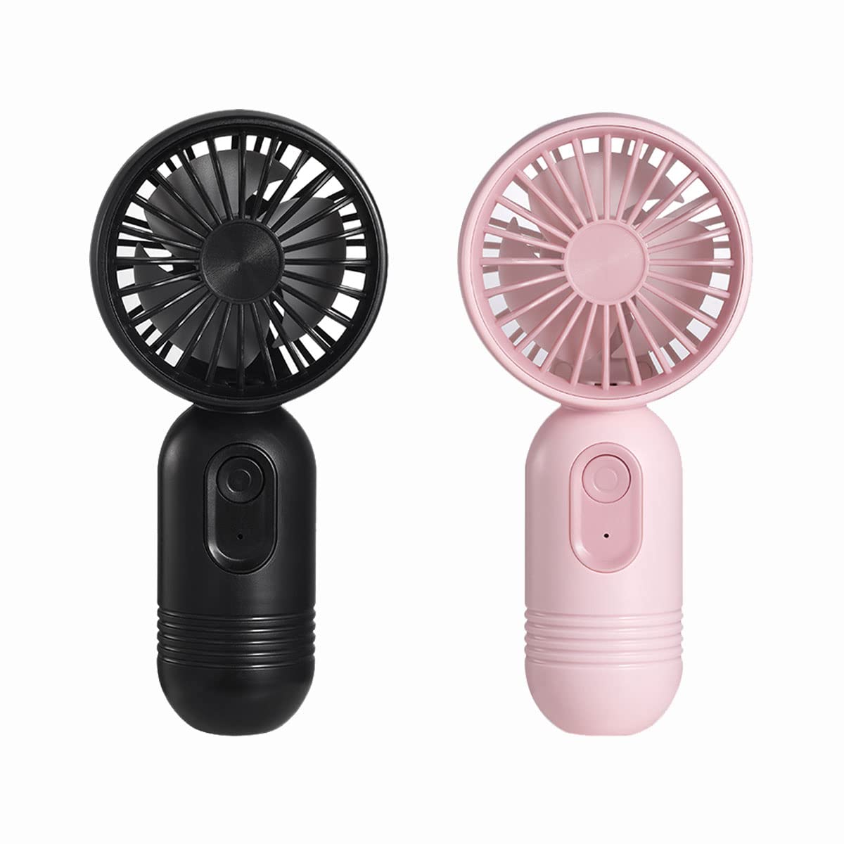 3 Pack Mini USB Fans: Cute Handheld 3-Speed Rechargeable Fans - Black/Pink/Purple