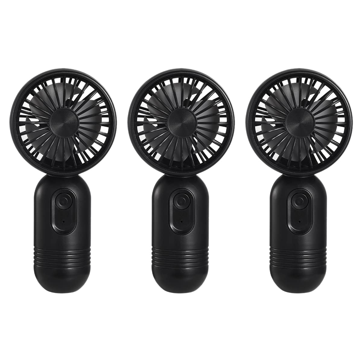 3 Pack Mini USB Fans: Cute Handheld 3-Speed Rechargeable Fans - Black/Pink/Purple