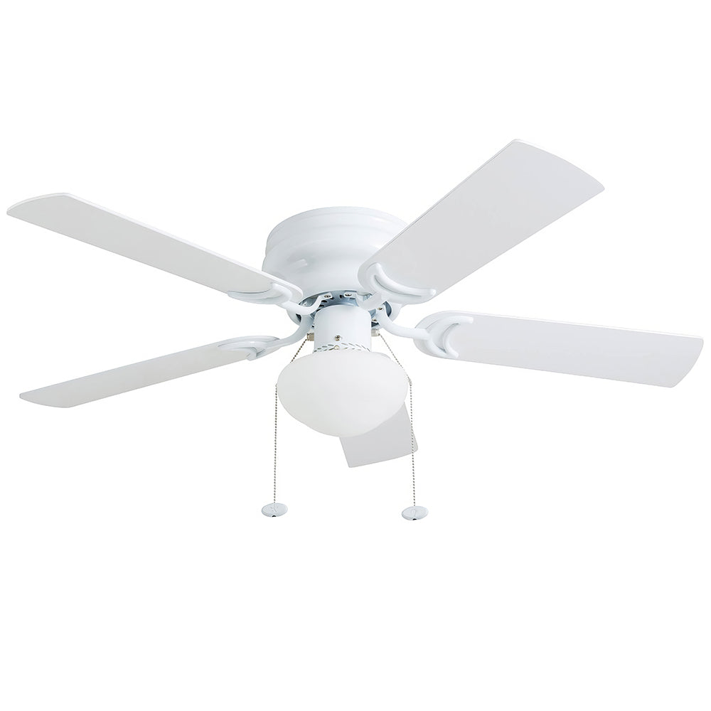 42" Flush Mount Ceiling Fan w/Light & Pull Chain, No Remote, Satin Nickel