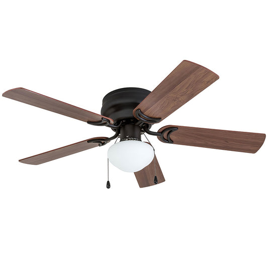 42" Flush Mount Ceiling Fan w/Light & Pull Chain, No Remote, Satin Nickel