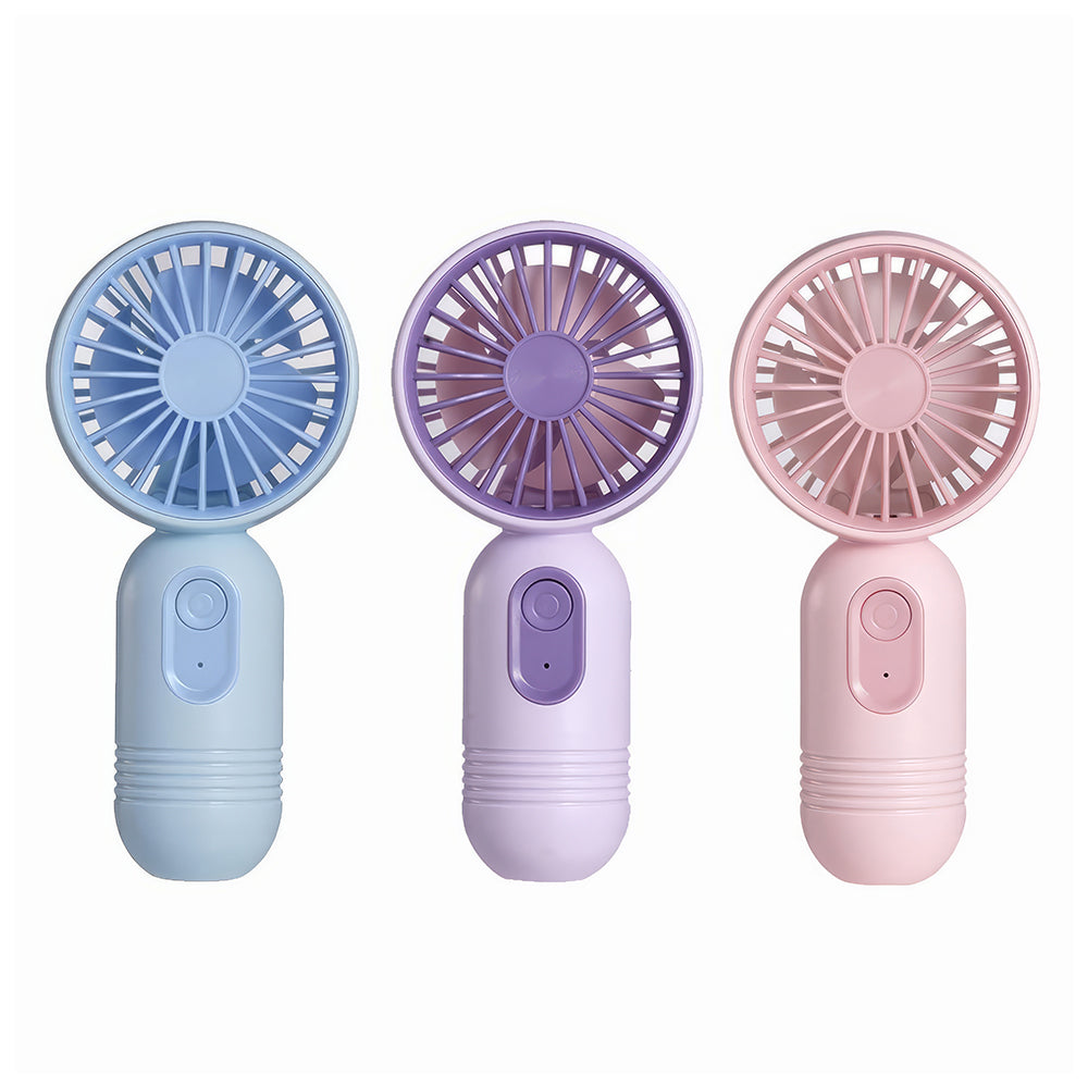 3 Pack Mini USB Fans: Cute Handheld 3-Speed Rechargeable Fans - Black/Pink/Purple