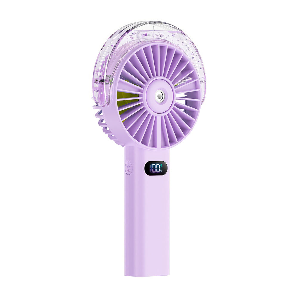 Handheld Misting Fan w/4000mAh, 4 Speeds & LED Display - Beach Travel Essential