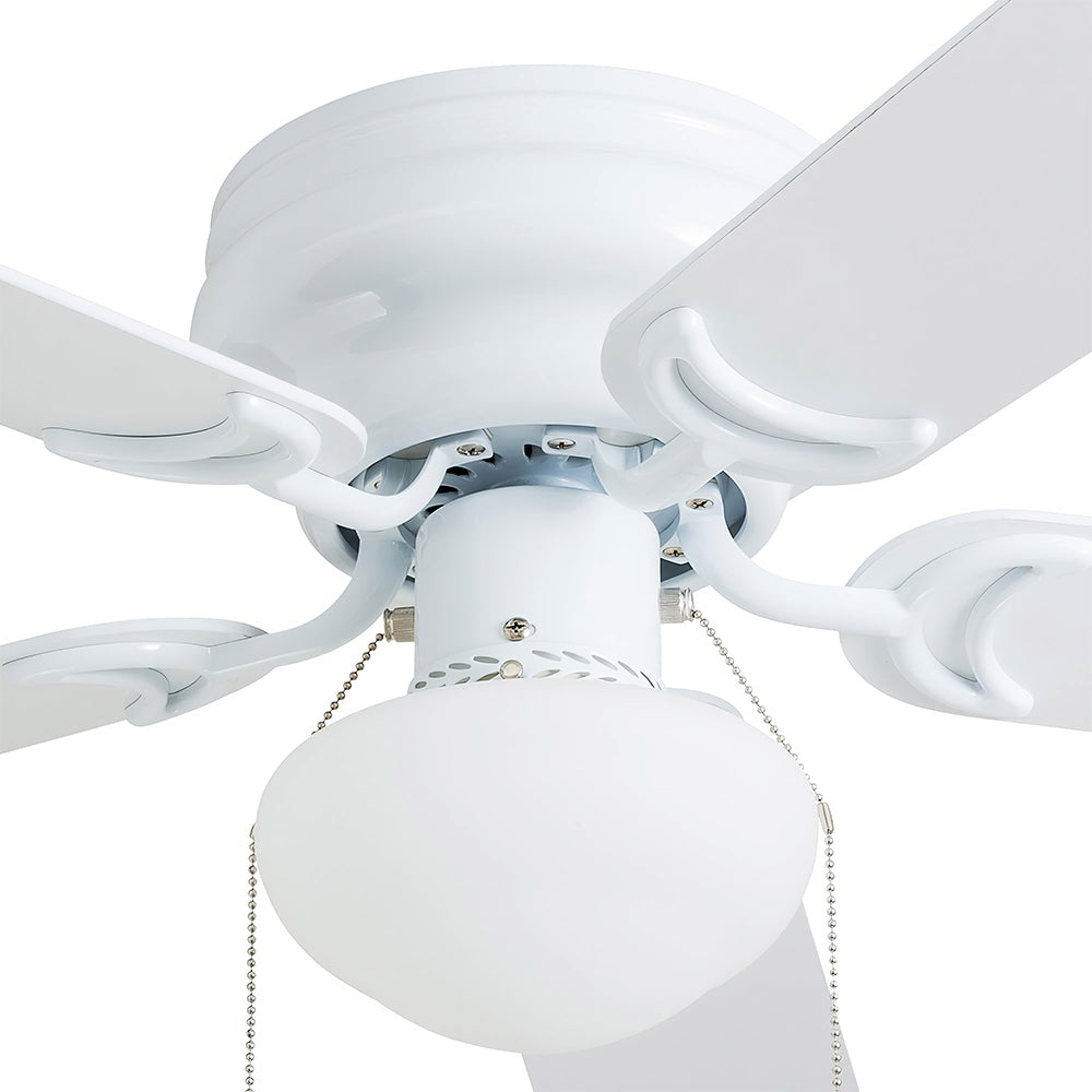 42" Flush Mount Ceiling Fan w/Light & Pull Chain, No Remote, Satin Nickel