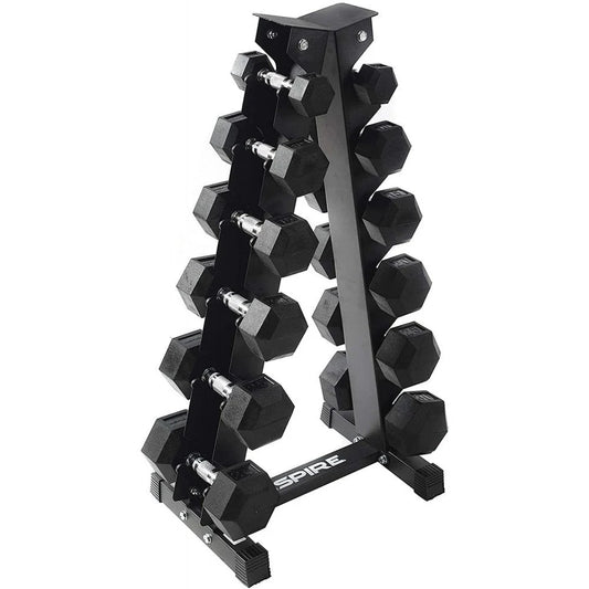 210 lb. (5-30 lb.) Rubber Dumbbell Set with 6 pair Vertical Rack