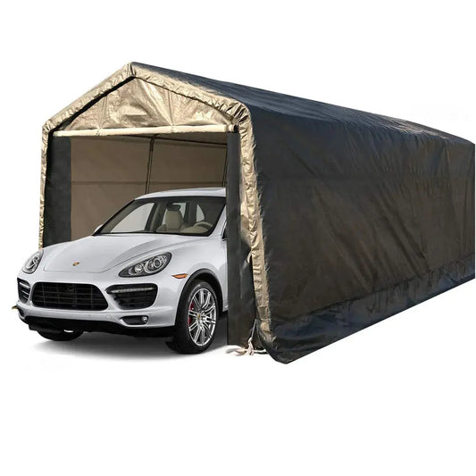 10 x 20-Feet Heavy Duty Carport Portable Garage Enclosed Car Canopy Outdoor Instant Shelter Party Tent with Sidewalls for Auto and Boat Storage, Waterproof and UV-Treated, Grey Peak Top Style