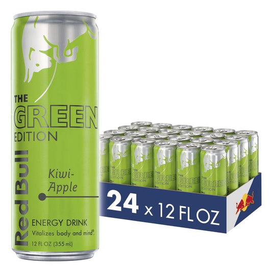 24 Cans Red Bull Energy Drink Kiwi Apple 12 fl oz Green Edition