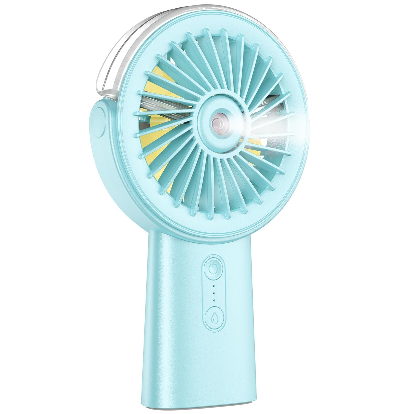 Handheld Misting Fan w/4000mAh Power Bank, 90° Rotatable, 3 Speeds - Blue