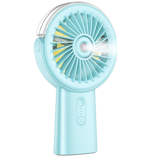 Handheld Misting Fan w/4000mAh Power Bank, 90° Rotatable, 3 Speeds - Blue