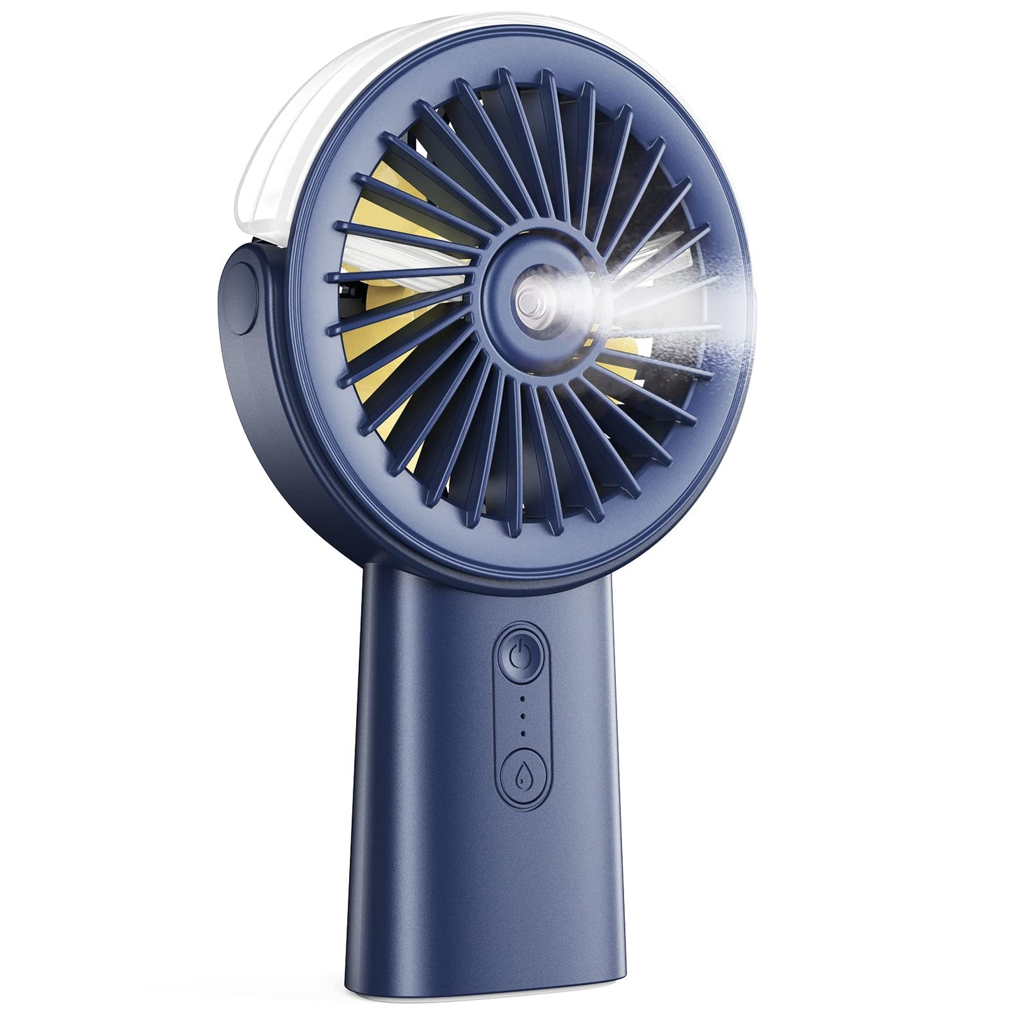Handheld Misting Fan w/4000mAh Power Bank, 90° Rotatable, 3 Speeds - Blue
